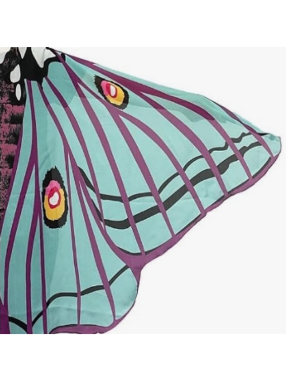 Lavender Aqua Blue Luna Moth Summer Festival Costume Fairy Butterfly Wings Scarf - Picture 2 of 4